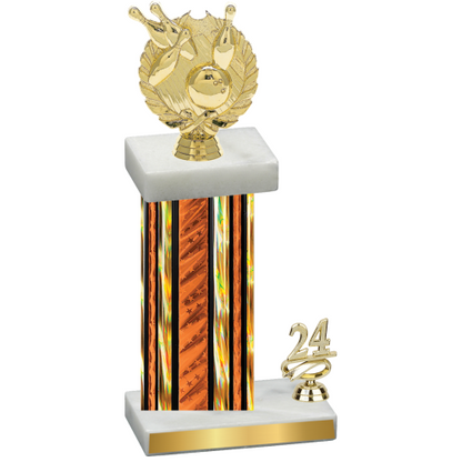 Accented Single Orange Glacier Year Bowling Trophy