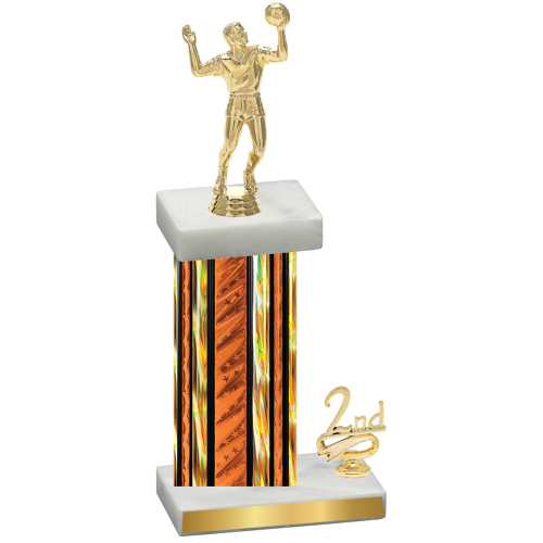 Accented Single Orange Glacier Second Place Volleyball Trophy
