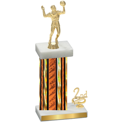 Accented Single Orange Glacier Second Place Volleyball Trophy