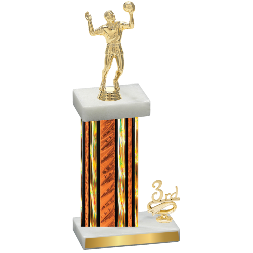 Accented Single Orange Glacier Third Place Volleyball Trophy