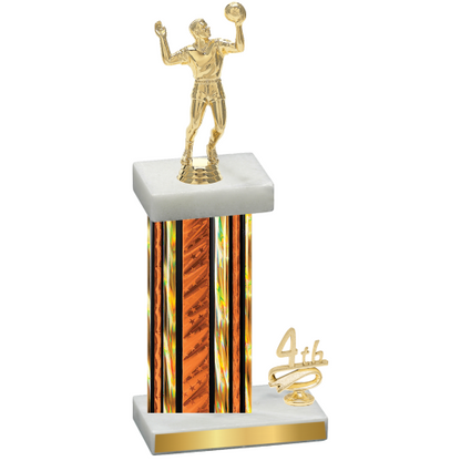 Accented Single Orange Glacier Fourth Place Volleyball Trophy