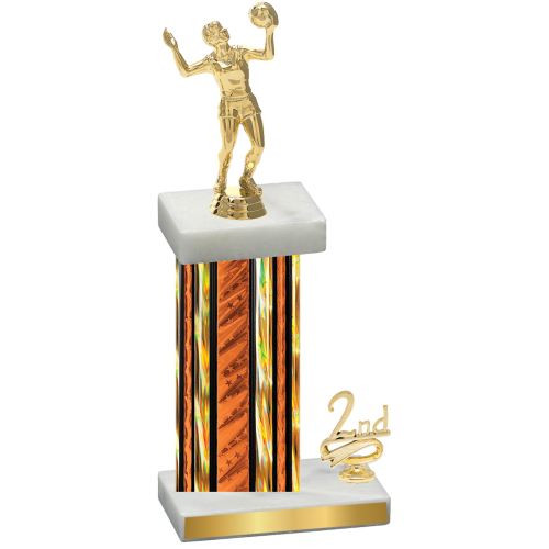Accented Single Orange Glacier Second Place Volleyball Trophy