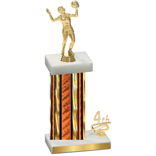 Accented Single Orange Glacier Fourth Place Volleyball Trophy