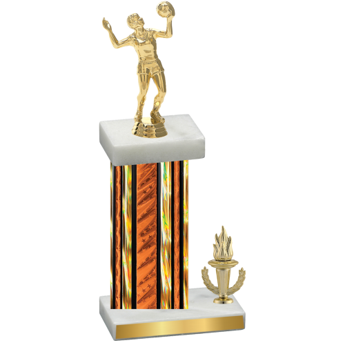 Accented Single Orange Glacier Victory Volleyball Trophy