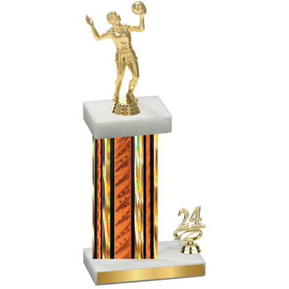 Accented Single Orange Glacier Year Volleyball Trophy