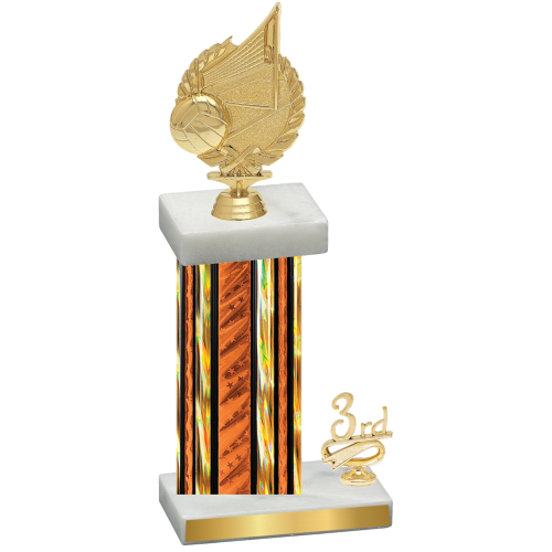 Accented Single Orange Glacier Third Place Volleyball Trophy