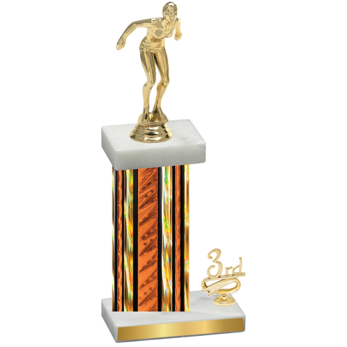 Accented Single Orange Glacier Third Place Tennis Trophy