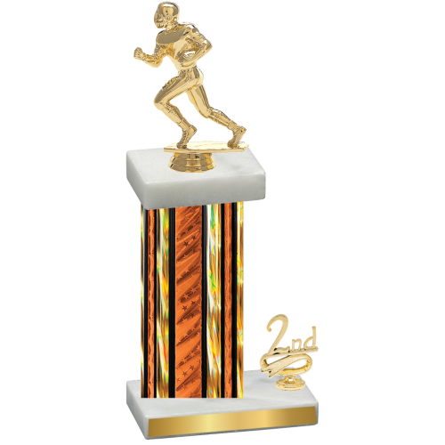 Accented Single Orange Glacier Second Place Football Trophy