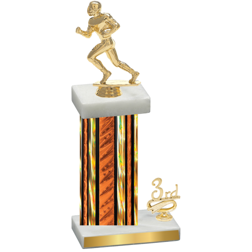 Accented Single Orange Glacier Third Place Football Trophy