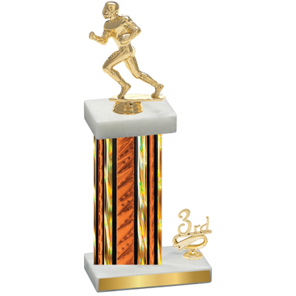 Accented Single Orange Glacier Third Place Football Trophy
