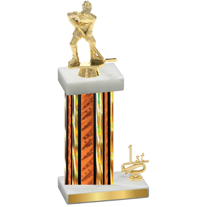 Accented Single Orange Glacier First Place Hockey Trophy