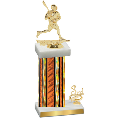 Accented Single Orange Glacier Third Place Lacrosse Trophy