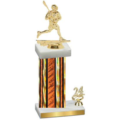 Accented Single Orange Glacier Year Lacrosse Trophy