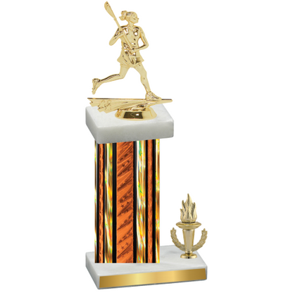 Accented Single Orange Glacier Victory Lacrosse Trophy