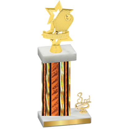Accented Single Orange Glacier Third Place Pickleball Trophy