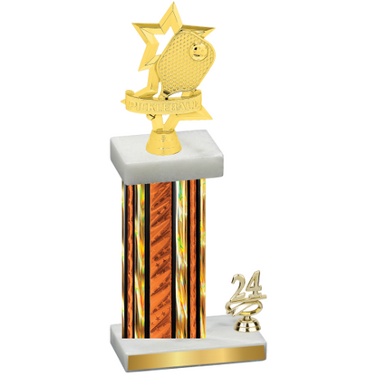 Accented Single Orange Glacier Year Pickleball Trophy