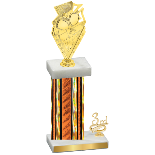 Accented Single Orange Glacier Third Place Pickleball Trophy