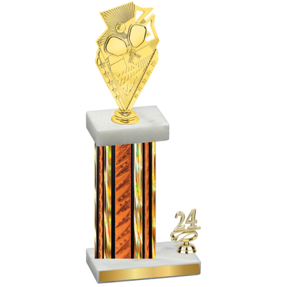 Accented Single Orange Glacier Year Pickleball Trophy