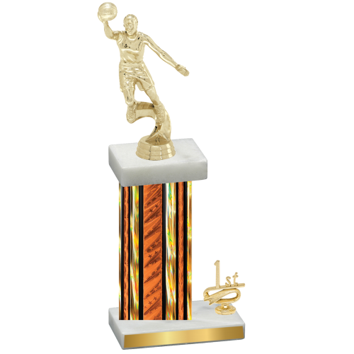 Accented Single Orange Glacier First Place Basketball Trophy