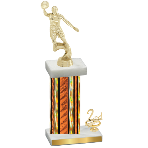 Accented Single Orange Glacier Second Place Basketball Trophy