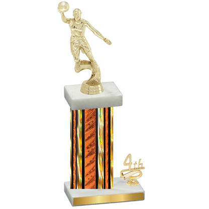 Accented Single Orange Glacier Fourth Place Basketball Trophy