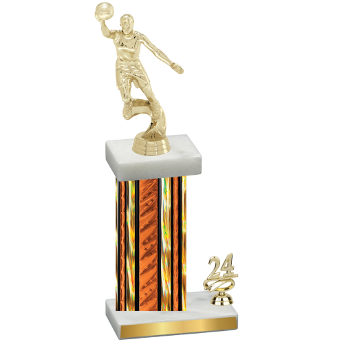 Accented Single Orange Glacier Year Basketball Trophy