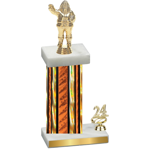 Accented Single Orange Glacier Year Holiday Trophy