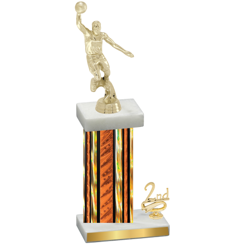 Accented Single Orange Glacier Second Place Basketball Trophy