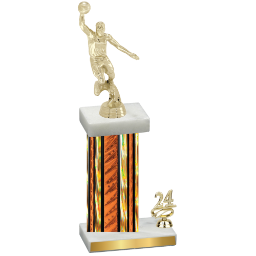 Accented Single Orange Glacier Year Basketball Trophy