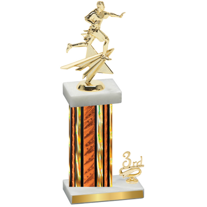 Accented Single Orange Glacier Third Place Flag Football Trophy