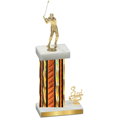 Accented Single Orange Glacier Third Place Golf Trophy