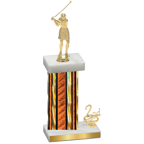 Accented Single Orange Glacier Second Place Golf Trophy