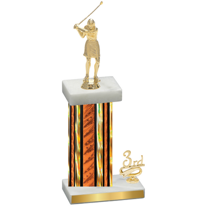 Accented Single Orange Glacier Third Place Golf Trophy