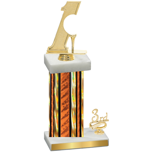 Accented Single Orange Glacier Third Place Golf Trophy
