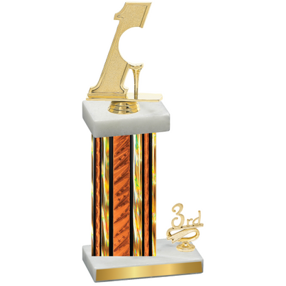 Accented Single Orange Glacier Third Place Golf Trophy