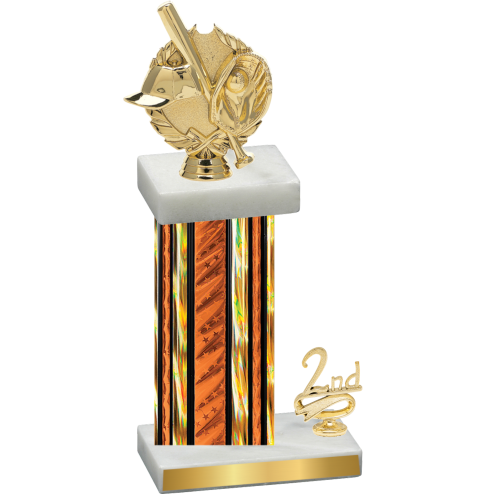 Accented Single Orange Glacier Second Place Baseball Trophy