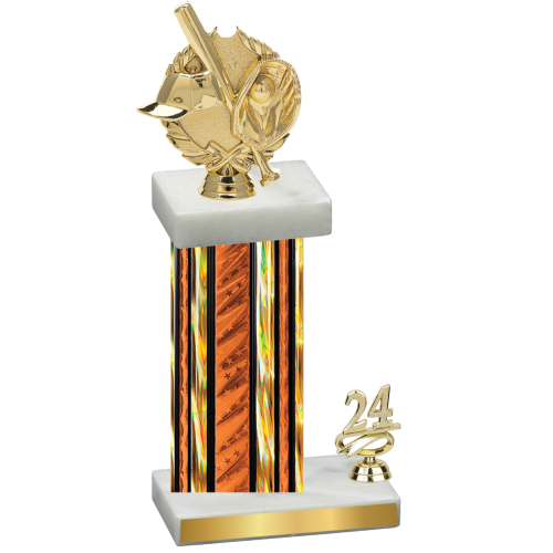 Accented Single Orange Glacier Year Baseball Trophy