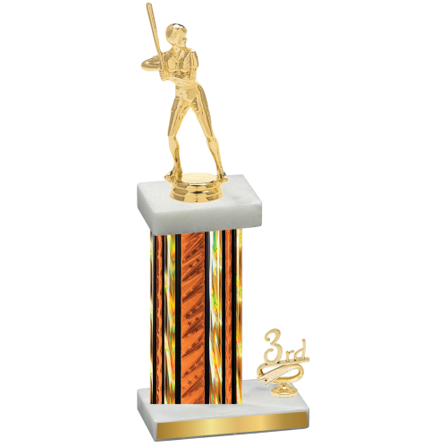 Accented Single Orange Glacier Third Place Softball Trophy
