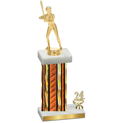 Accented Single Orange Glacier Year Softball Trophy