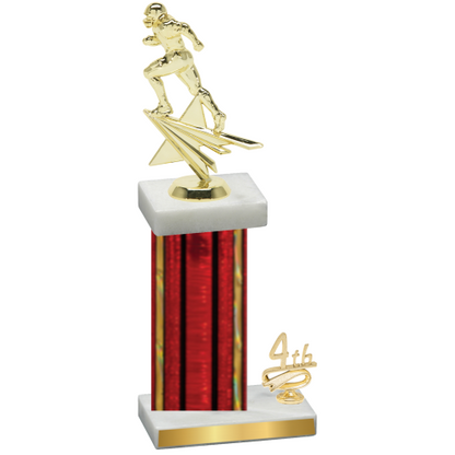 Accented Single Red Glacier Fourth Place Football Trophy