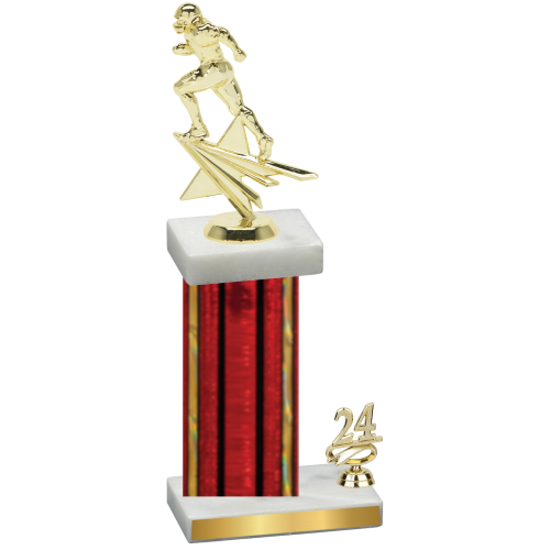 Accented Single Red Glacier Year Football Trophy