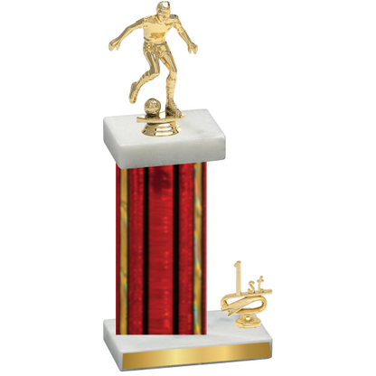 Accented Single Red Glacier First Place Soccer Trophy