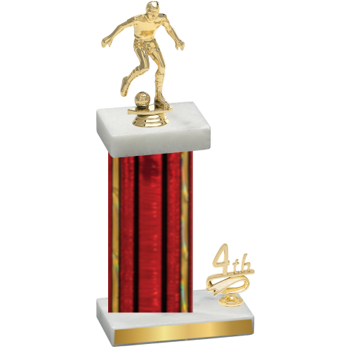 Accented Single Red Glacier Fourth Place Soccer Trophy