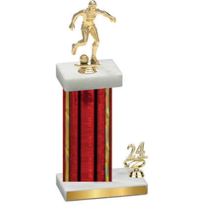 Accented Single Red Glacier Year Soccer Trophy