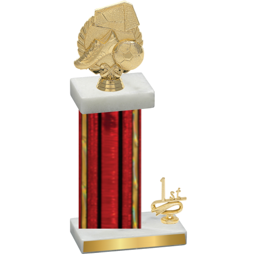 Accented Single Red Glacier First Place Soccer Trophy