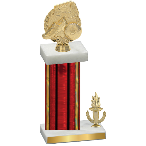 Accented Single Red Glacier Victory Soccer Trophy