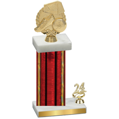 Accented Single Red Glacier Year Soccer Trophy