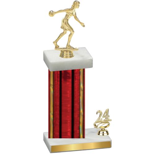 Accented Single Red Glacier Year Bowling Trophy