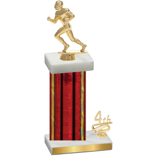 Accented Single Red Glacier Fourth Place Football Trophy