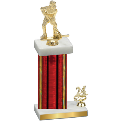 Accented Single Red Glacier Year Hockey Trophy